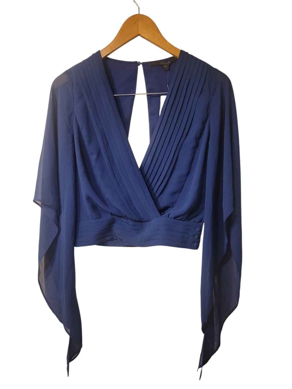 Guess Deep Blue Pleated Wrap Blouse